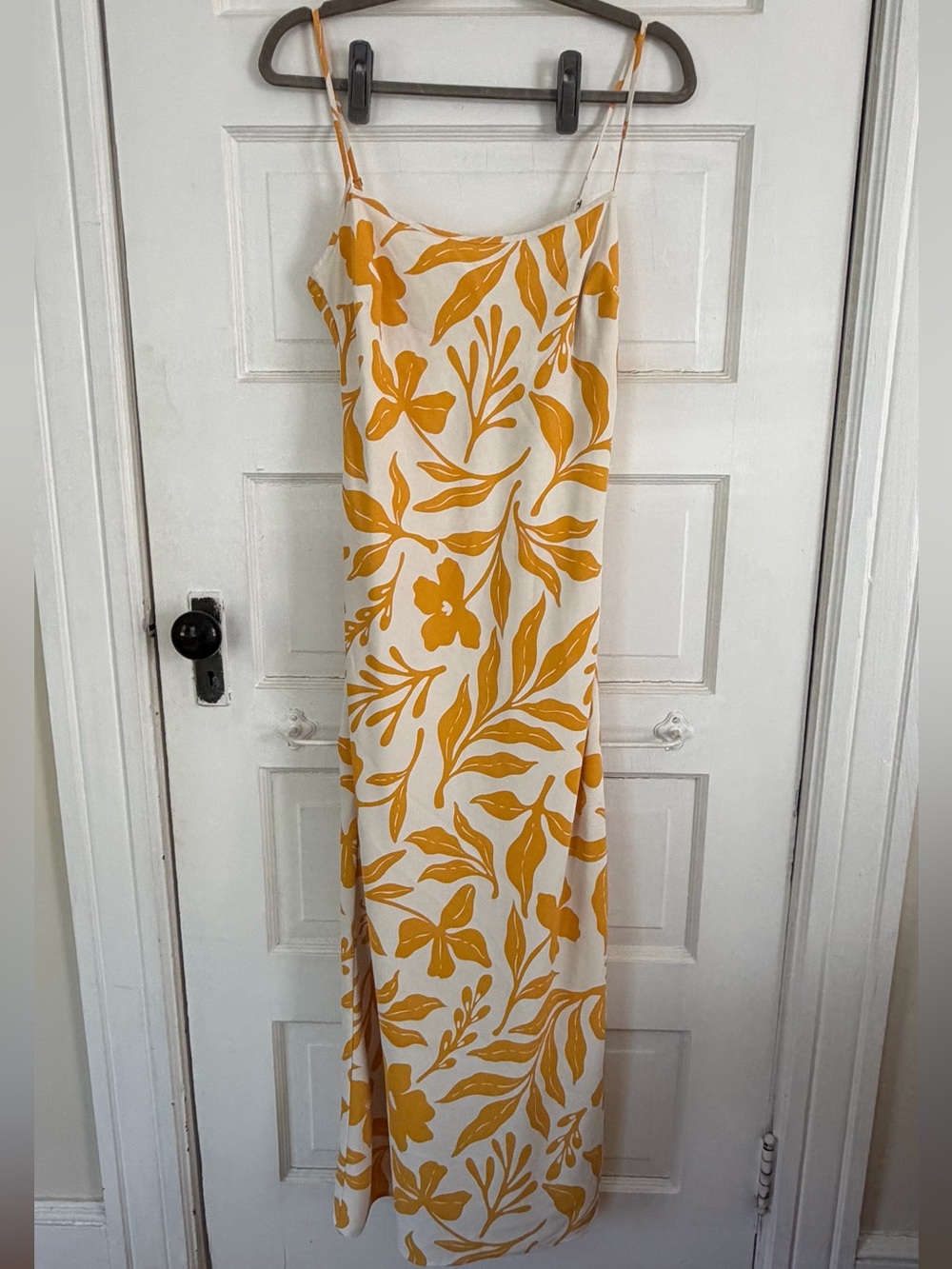 Abercrombie & Fitch White Maxi Slip Dress with Yellow Floral Print